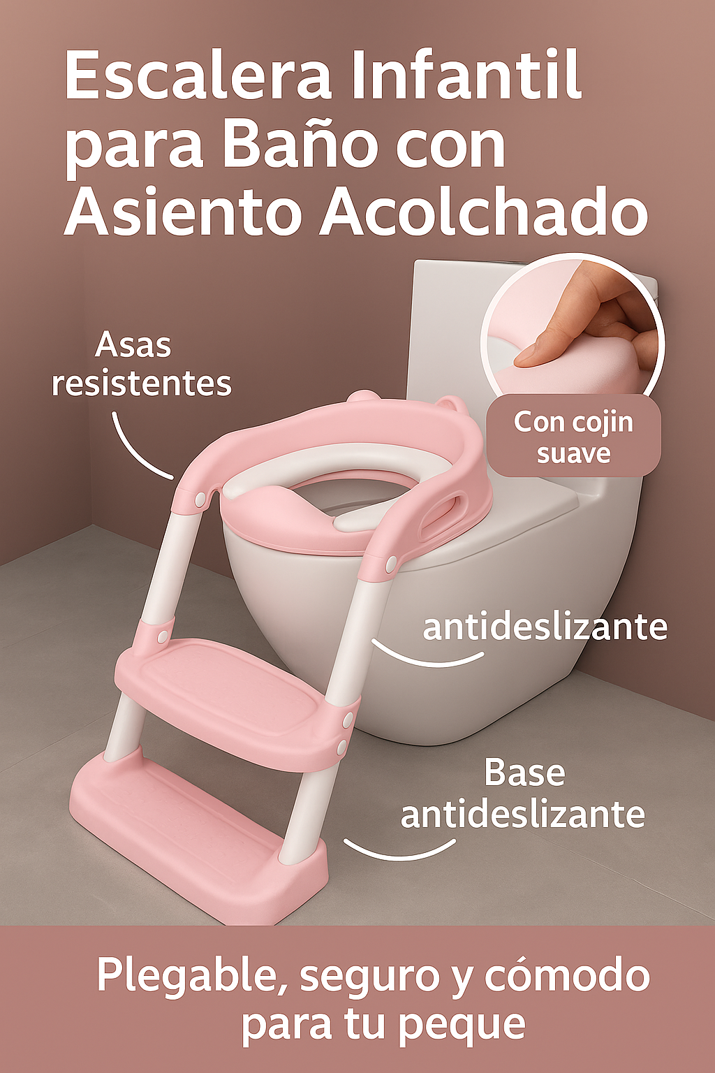 Escalera Infantil para Baño con Asiento Acolchado